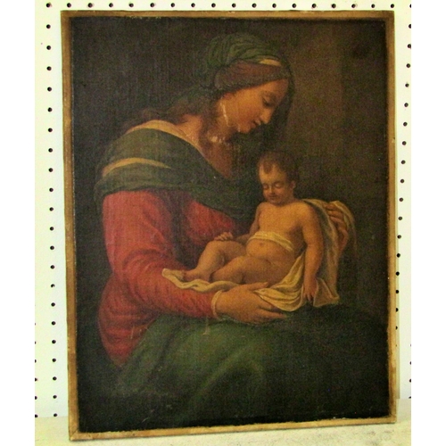 76 - Italian School, 19th Century - Madonna and Child, oil on canvas, inscribed 'Painted at Florence, 183... 