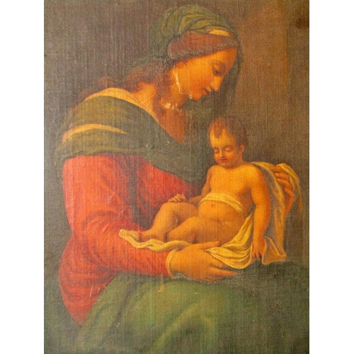 76 - Italian School, 19th Century - Madonna and Child, oil on canvas, inscribed 'Painted at Florence, 183... 