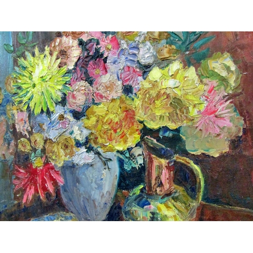 78 - Edna D. Bridge (20th Century) - Still life study with vase of flowers (1960), signed and dated below... 