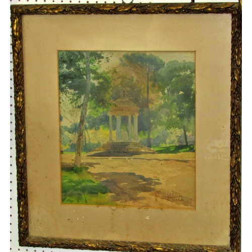 86 - Onorato Carlandi (Italian, 1848-1939) - 'Villa Borghese, Rome' (1898), watercolour on paper, signed ... 