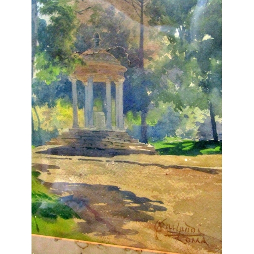 86 - Onorato Carlandi (Italian, 1848-1939) - 'Villa Borghese, Rome' (1898), watercolour on paper, signed ... 