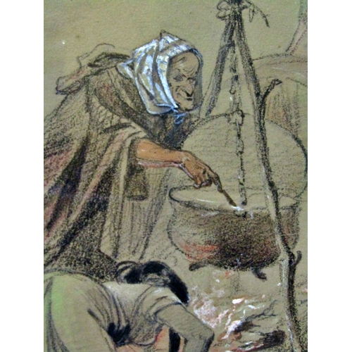 91 - Hablot Knight Browne 'Phiz' (1815-1882) - Gypsies, charcoal/conte, watercolour and bodycolour on pap... 