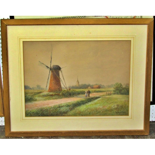 93 - Watercolour and a Map: James C. Batkin (British School, 19/20th century) - 'The Mill at Domberg', wa... 