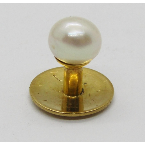 1366 - Group of antique jewellery comprising an 18ct pearl dress stud, maker 'WB', with fitted JC Vickery o... 