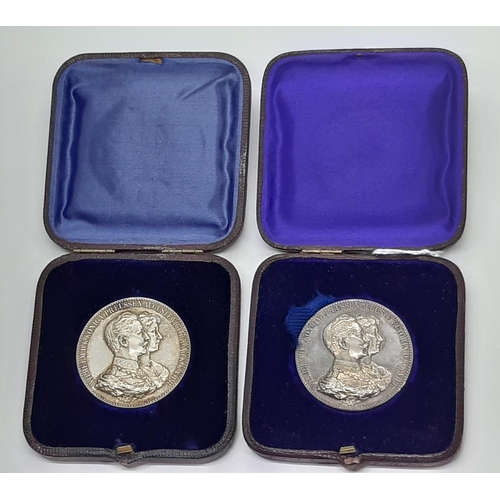 1796 - Imperial German / Prussian interest, two cased commemorative coins marking the anniversary of ‘Wilhe... 