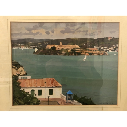 106 - Allan Laycock RWA (1928-2020) - Coastal view with sailboats (1999), acrylic watercolour on board, si... 