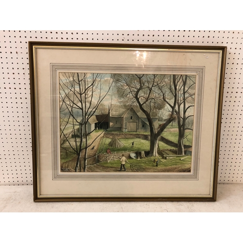 141 - Tom Purvis (Local Artist, 20th-21st Century) - 'Cotswold Barn' (1988), watercolour on paper, signed ... 