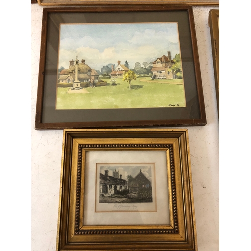 146 - (Local Interest) Six framed paintings and prints, to include: print of Isambard Brunel in solid earl... 