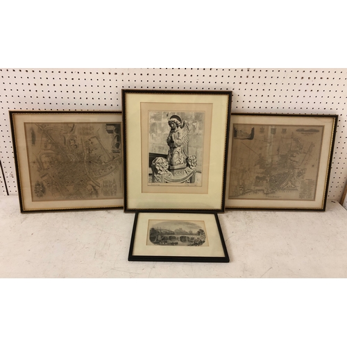 148 - Four framed works, to include: R. Brannon (19th century) - 'Selby Old Bridge and Abbey', watercolour... 