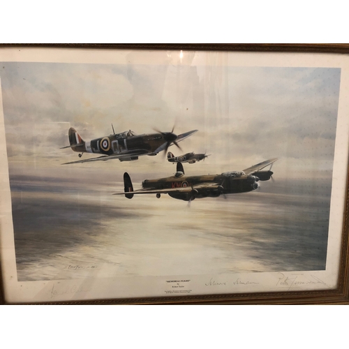 156 - Robert Taylor - 'Memorial Flight' signed by pilots below, 52 x 71 cm (including frame); Graeme W. Ba... 