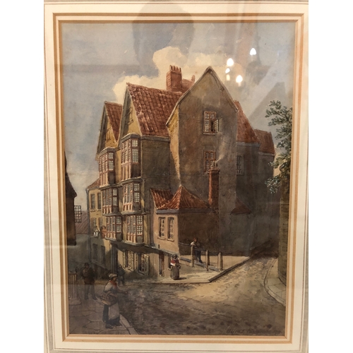 158 - Alfred Edward Parkman (1852-c.1930) - Two watercolours of Bristol: 'Steep Street' in 1869, and 'Pith... 