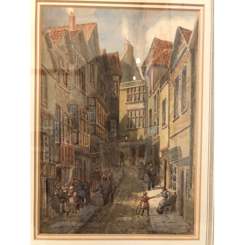 158 - Alfred Edward Parkman (1852-c.1930) - Two watercolours of Bristol: 'Steep Street' in 1869, and 'Pith... 