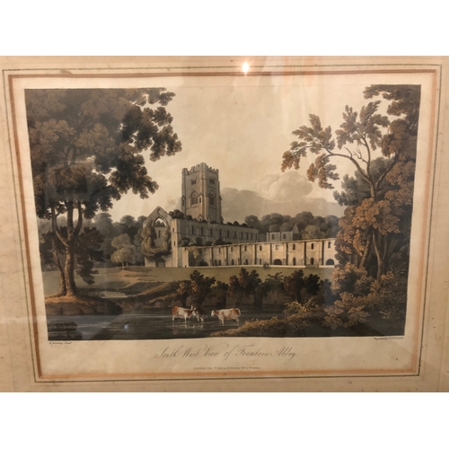 163 - 19th century painting and four prints, to include: Oil on board of a country house, 24 x 29 cm, gilt... 