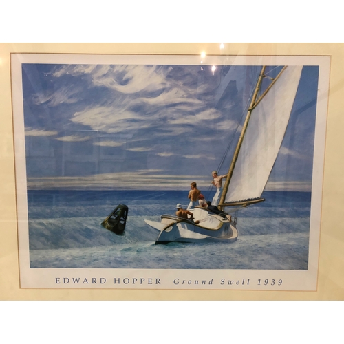 171 - After Edward Hopper (1882-1967) - Two framed prints of sailboats at sea, titled: 'Ground Sweel' 1939... 