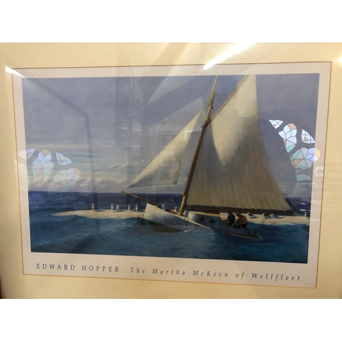 171 - After Edward Hopper (1882-1967) - Two framed prints of sailboats at sea, titled: 'Ground Sweel' 1939... 