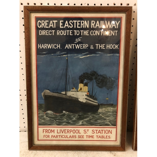 174 - Three 20th century hand-painted posters - 'Seager's Superior Sausages', Great Eastern Railway' and '... 