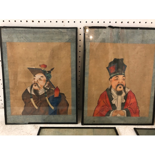 177 - Five Chinese portrait paintings of scholars, late Qing-Republic period, polychrome paint and ink on ... 