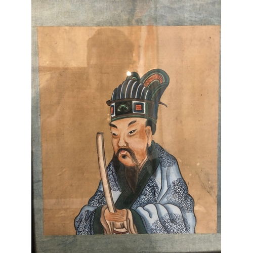 177 - Five Chinese portrait paintings of scholars, late Qing-Republic period, polychrome paint and ink on ... 