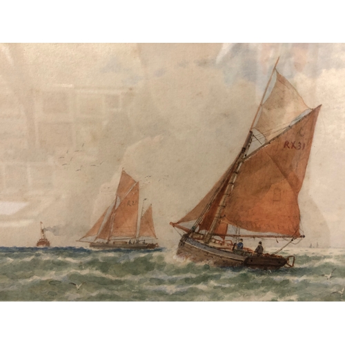 95 - George Stanfield Walters (1838-1924) - 'Fishing Boats, South Foreland', watercolour on paper, signed... 