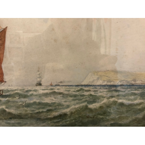 95 - George Stanfield Walters (1838-1924) - 'Fishing Boats, South Foreland', watercolour on paper, signed... 