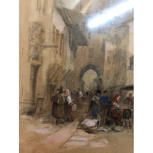 97 - Attributed to Clarkson Stanfield (1793 - 1867) - Street scene in Bologna, pencil, watercolour and bo... 