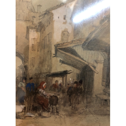 97 - Attributed to Clarkson Stanfield (1793 - 1867) - Street scene in Bologna, pencil, watercolour and bo... 