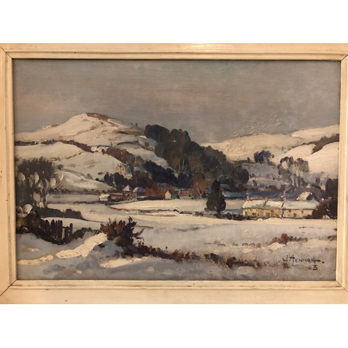 99 - Joseph Edward Hennah (1896-1963) - Winter landscape with town in the valley (1963), signed and dated... 