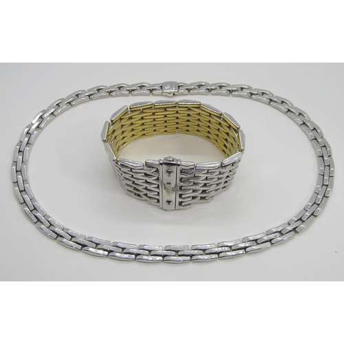 1378 - Chimento. A matched reversible two tone 18ct yellow and white gold necklace and bracelet pair, each ... 