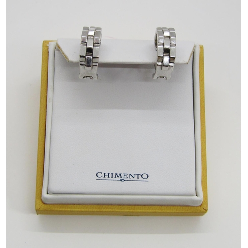 1380 - Chimento. A pair of 18ct white gold earrings, each marked Chimento, 750, *408 VI, 11g, boxed.

With ... 