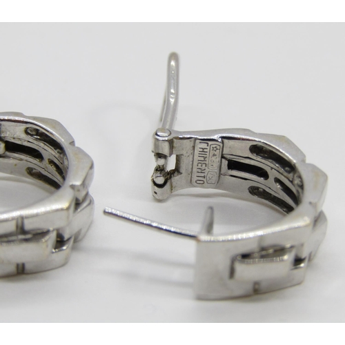 1380 - Chimento. A pair of 18ct white gold earrings, each marked Chimento, 750, *408 VI, 11g, boxed.

With ... 