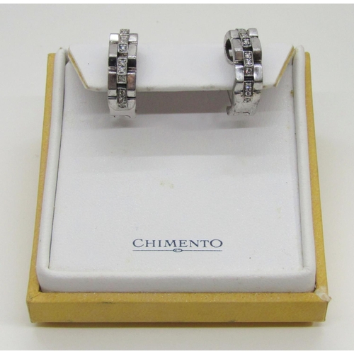 1381 - Chimento. A pair of 18ct white gold and diamond set earrings, each marked Chimento, 750 and *408 VI,... 