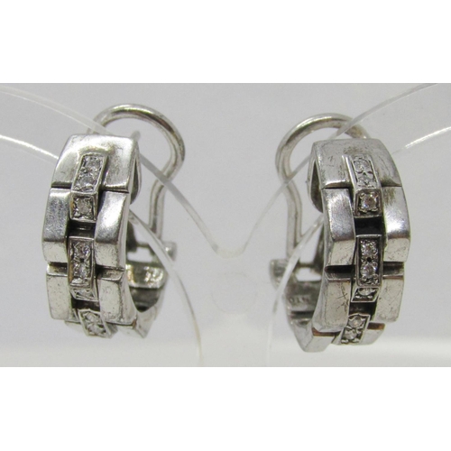 1381 - Chimento. A pair of 18ct white gold and diamond set earrings, each marked Chimento, 750 and *408 VI,... 