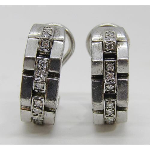 1381 - Chimento. A pair of 18ct white gold and diamond set earrings, each marked Chimento, 750 and *408 VI,... 