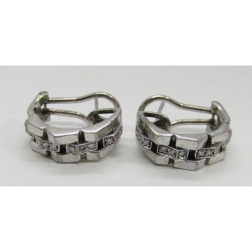 1381 - Chimento. A pair of 18ct white gold and diamond set earrings, each marked Chimento, 750 and *408 VI,... 