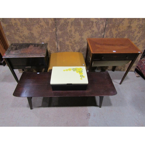 2198 - An inlaid Edwardian mahogany sewing table with cross banded detail and frieze drawer over a wool bag... 