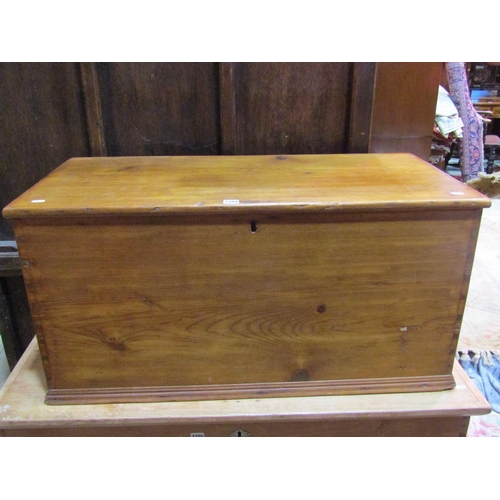 2204 - 19th century stripped pine chest with hinged lid and box to interior approx 1m long x 50cm wide x 48... 