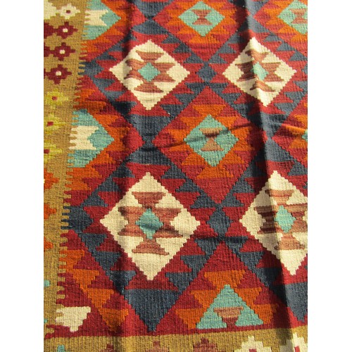 2714 - Maimana kilim, with an overall geometric pattern of stepped lozenge, 251cm x 147cm