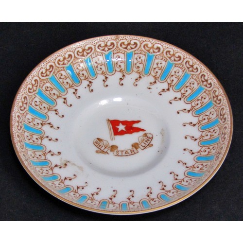 1088 - An Edwardian period White Star Line porcelain coffee can and saucer, each marked with registration m... 