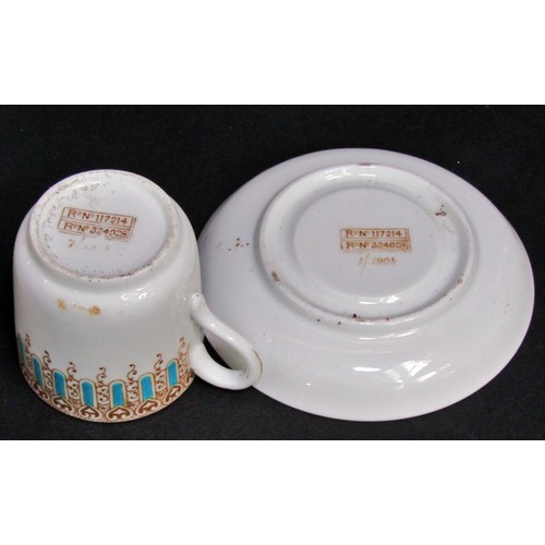 1088 - An Edwardian period White Star Line porcelain coffee can and saucer, each marked with registration m... 