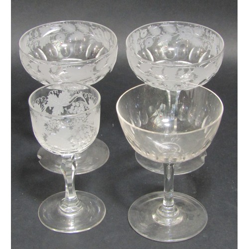 1128 - A mixed selection of glassware including Champagne bowls, wine glasses, a collection of sugar shaker... 