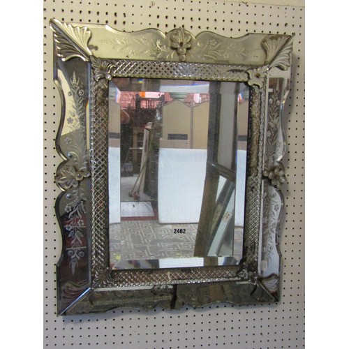 A decorative Venetian wall mirror venetian, blind mirror, with engraved detail, 64 x 54cm