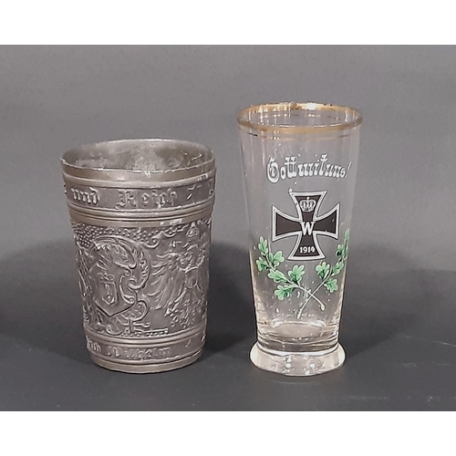 1761 - Prussian Imperial / German WW1 period military interest. A rare 1914 commemorative glass beaker, of ... 