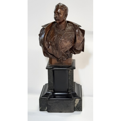 1770 - After Gerhard Janensch (German, 1860 - 1933) Kaiser Wilhelm II, a bronze bust on polished slate and ... 