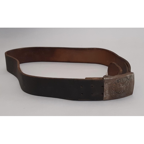 1776 - Heer belt with buckle and tab, the leather with makers mark and dated 1943