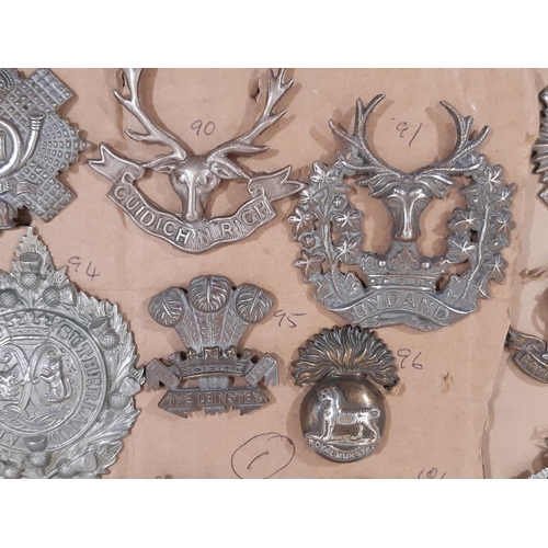 1787 - Over 70 regimental cap badges, English and Scottish regiments