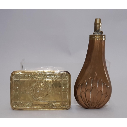 1789 - Princess Mary 1914 Christmas box and a copper and brass 18th century powder flask made by Dixon & So... 