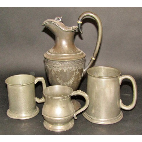 1167 - A Berkeley’s Malvern Waters soda  syphon, a coach lamp, pewter ware, and embossed worn plated pot of... 