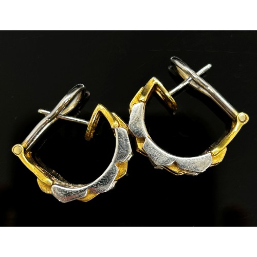 1382 - Chimento. A pair of two tone 18ct gold and diamond set earrings, each stamped ‘Chimento’, 750 and nu... 