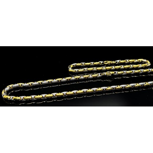 1383 - Chimento. A two tone 18ct yellow and white gold ‘Dominus’ necklace and bracelet pair, both marked Ch... 