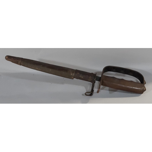 1775 - WWI United States Landers Frary and Clark trench knife with leather scabbard with triangular blade, ... 